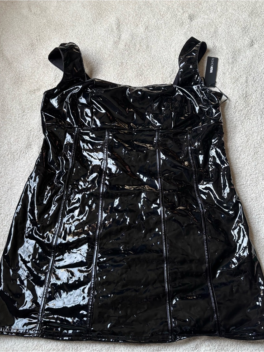 Fashion Nova Black Patent Mini Dress